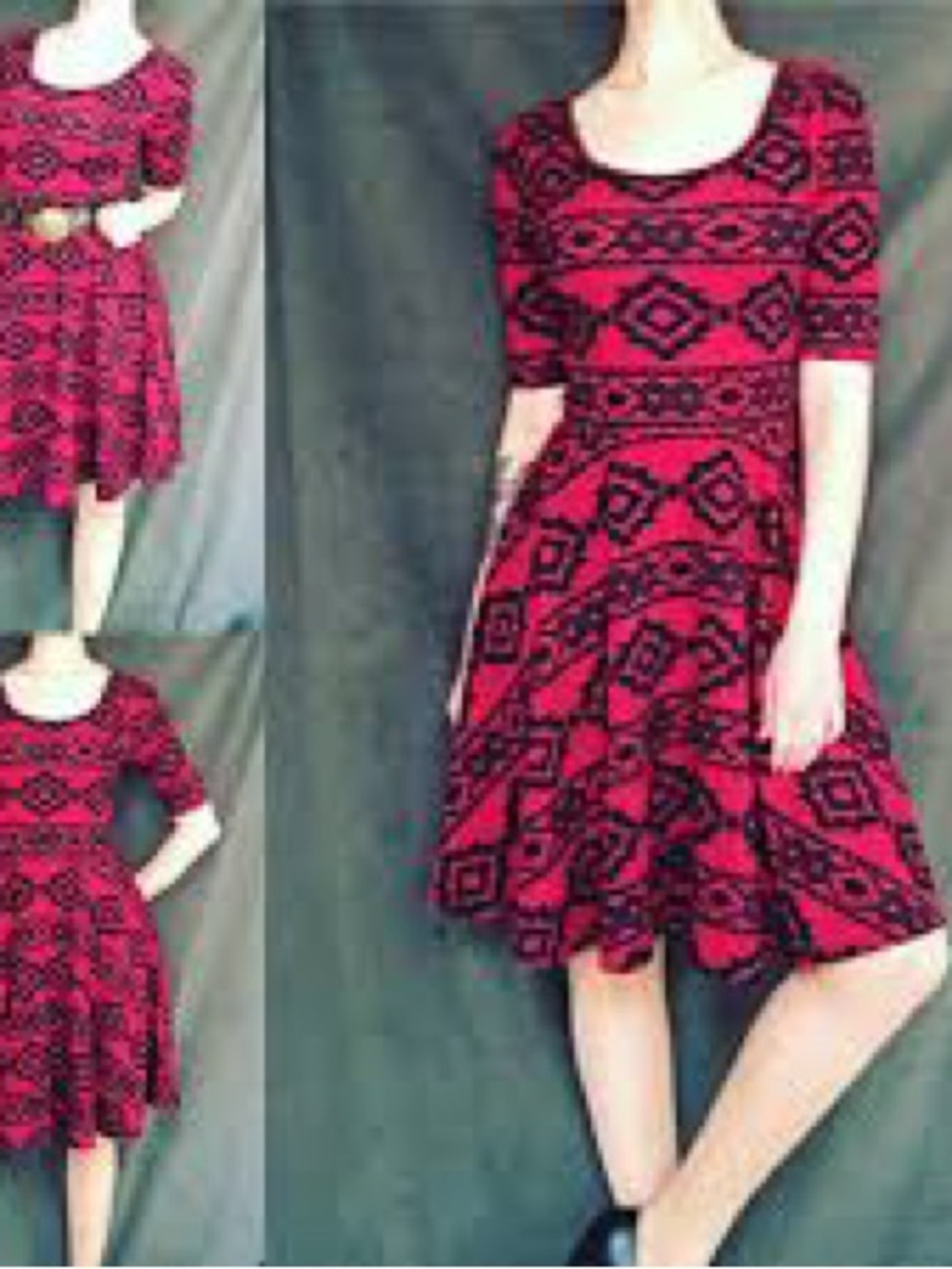 LuLaRoe Red and Black Geometric Top
